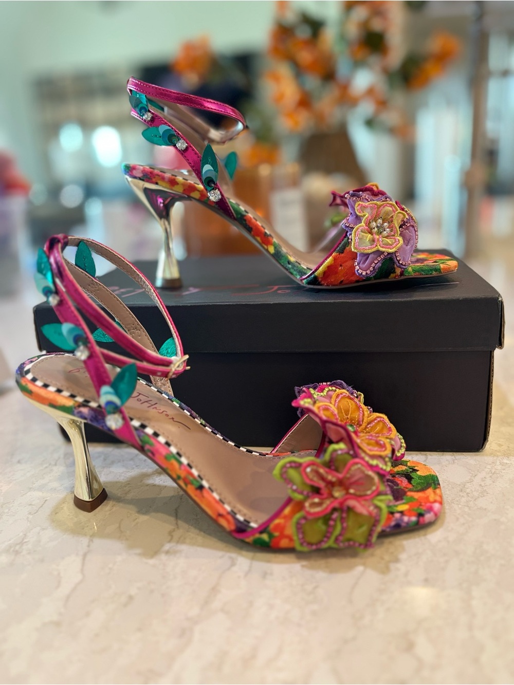 Betsey Johnson Annalee Open Toe Floral Sandals - Picture 5 of 8